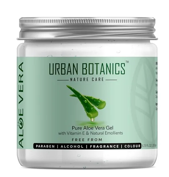 UrbanBotanics® Pure Aloe Vera Skin/Hair Gel With Vitamin E & Natural Emollients (Paraben Free), 200g