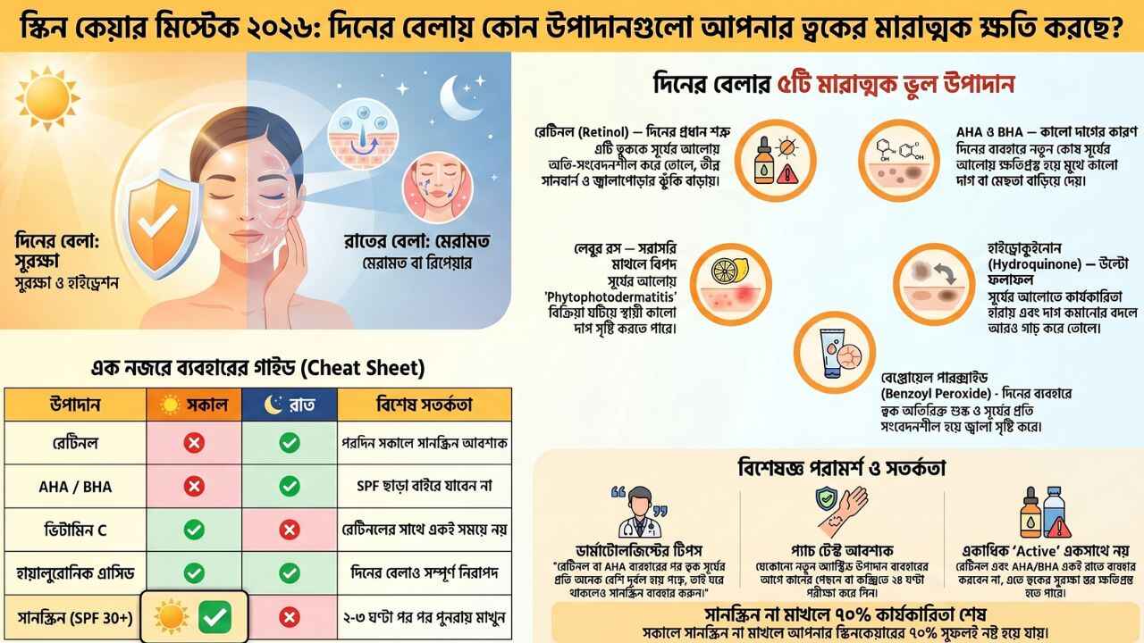 Harmful daytime skin care