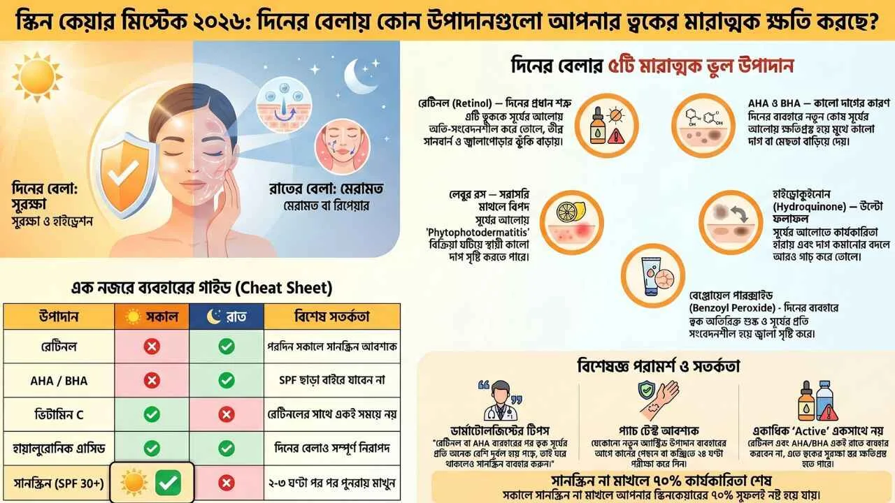 Harmful daytime skin care