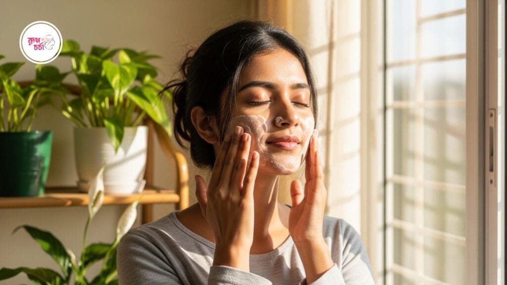 Updated স্কিন কেয়ার Guide 2026: Must-Try Natural Formula 1 Bangladeshi woman applying toxin-free natural skin care cleanser