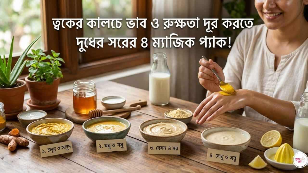 4 magic packs of milk to remove dark spots and roughness of the skin